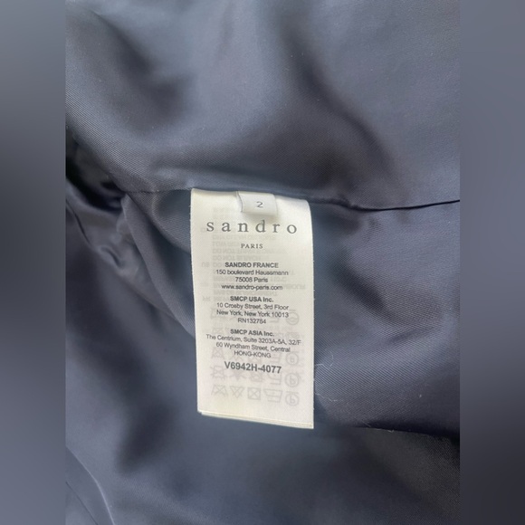 Sandro Paris Women’s Blue Textured Jacket Blazer Size 2 - Picture 3 of 14